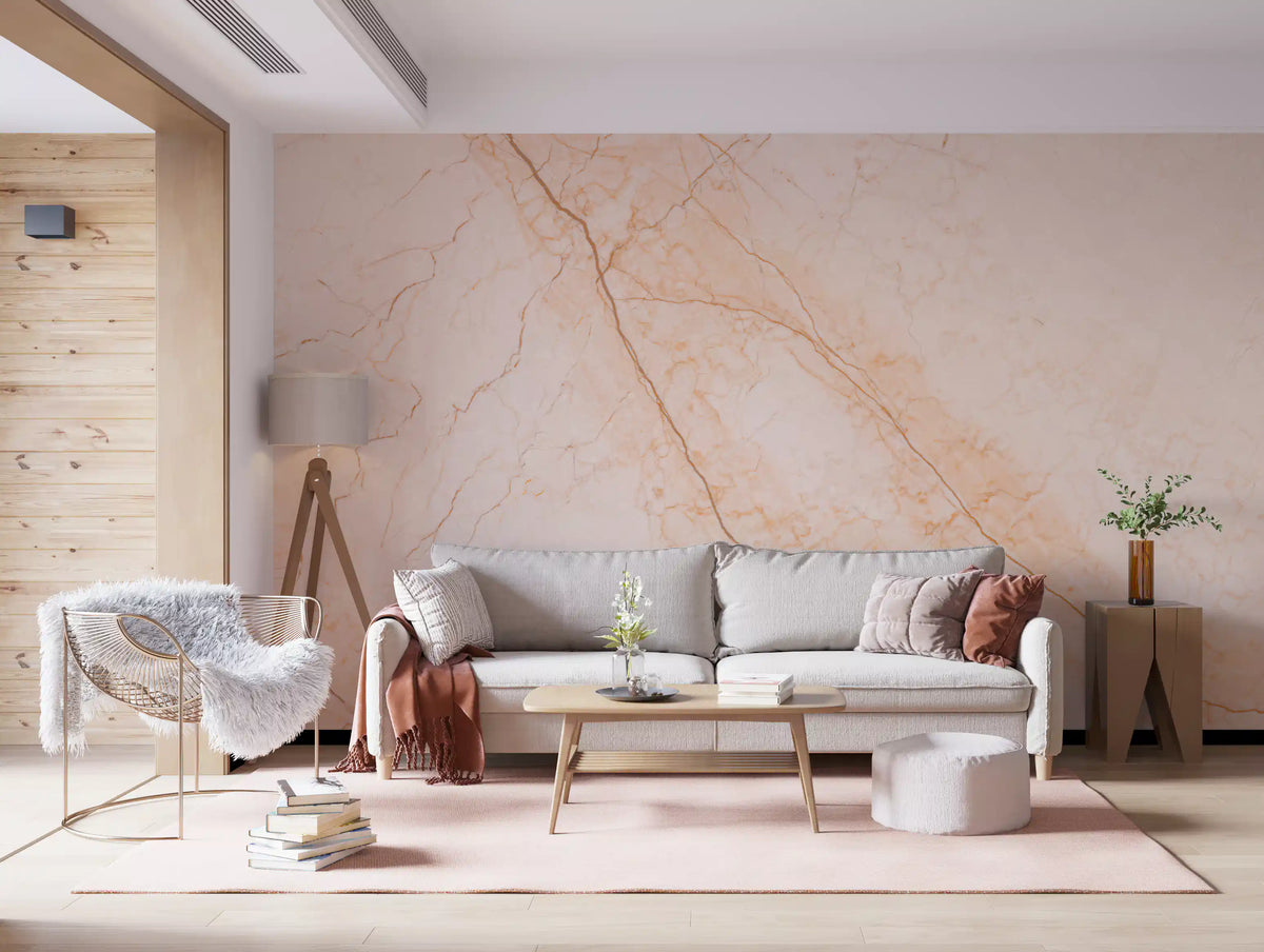 Soft Peach Marble Stone Texture Wall Mural
