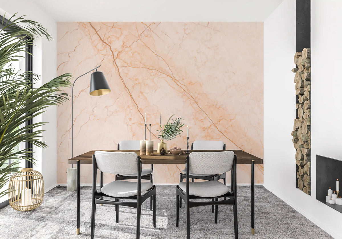 Soft Peach Marble Stone Texture Wall Mural