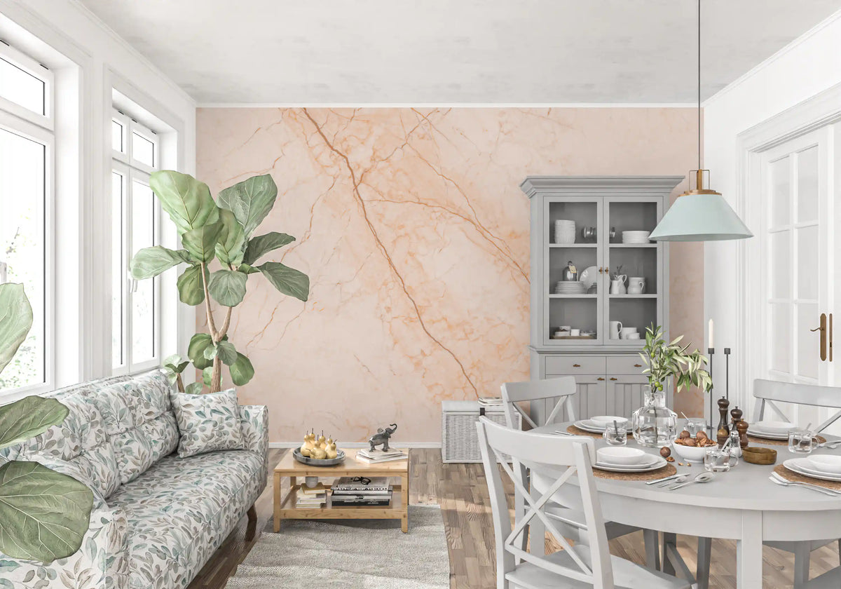 Soft Peach Marble Stone Texture Wall Mural