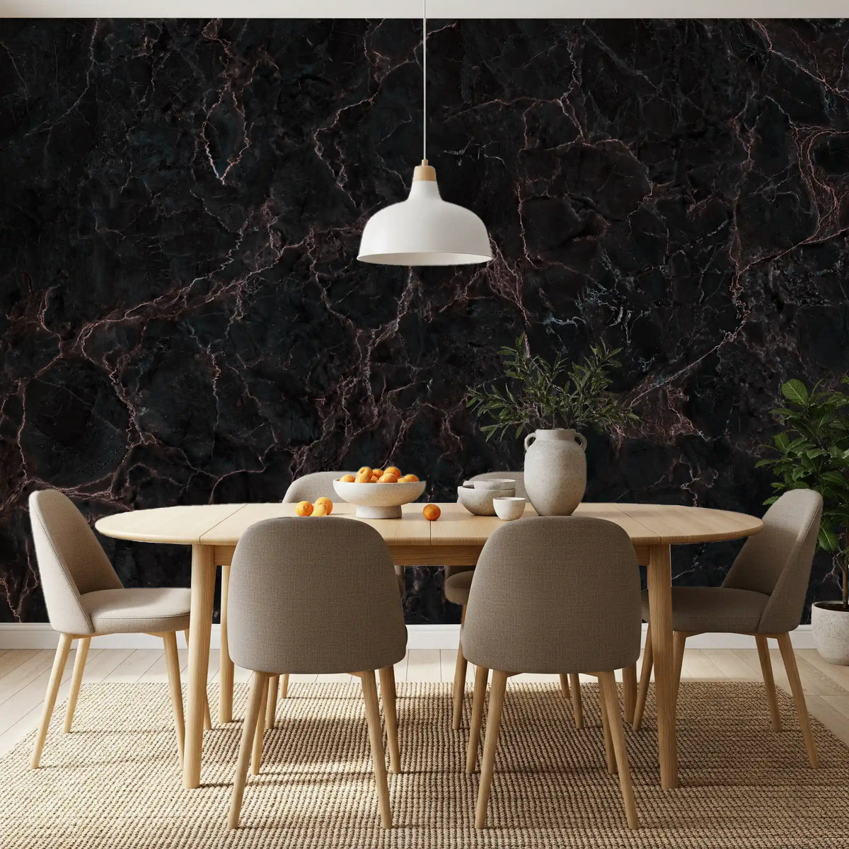 Midnight Obsidian Veins Wall Mural