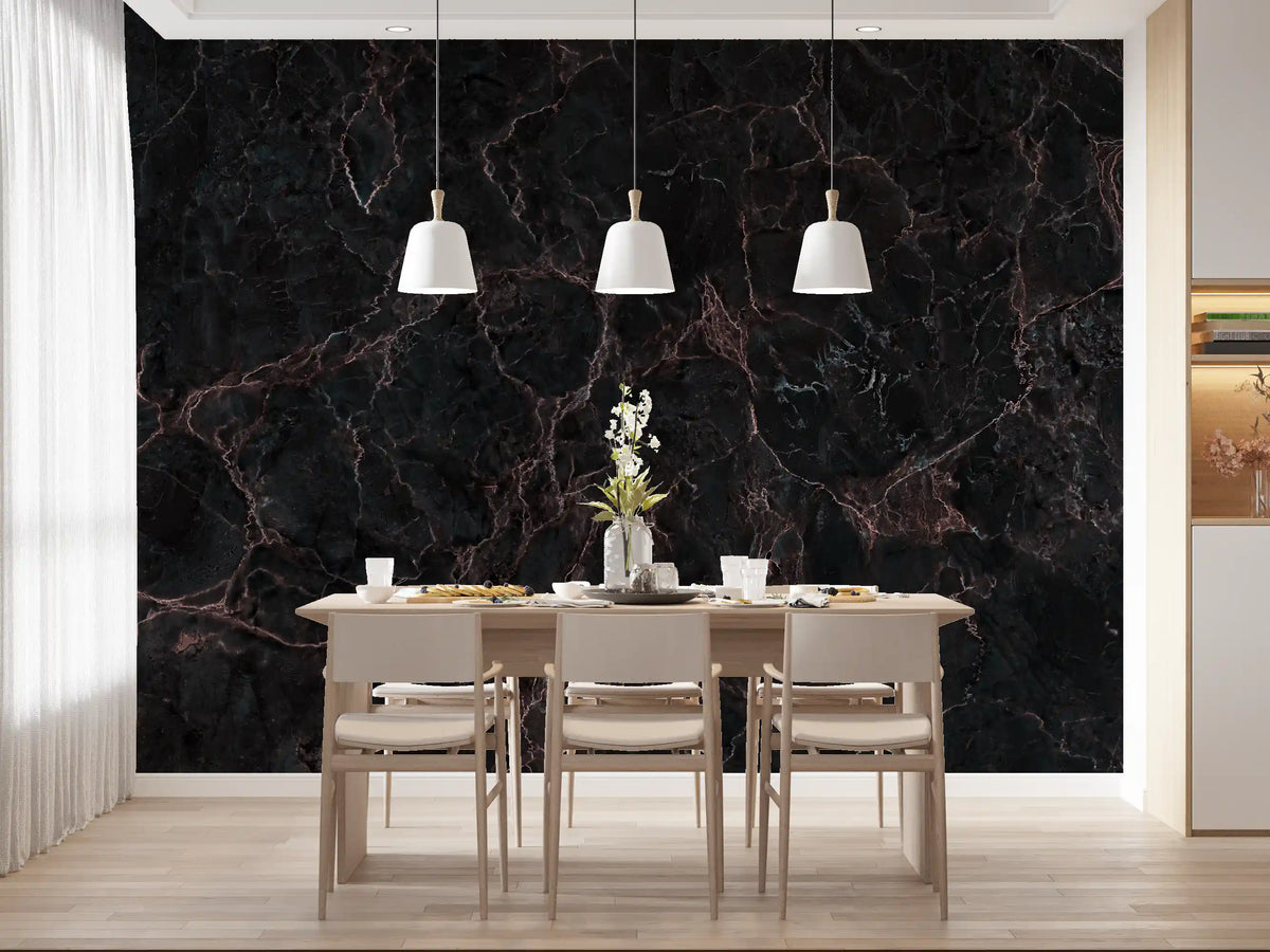 Midnight Obsidian Veins Wall Mural