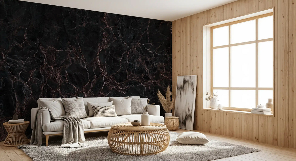 Midnight Rose Veined Marble Wall Mural