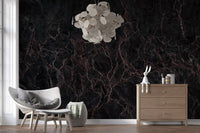 Midnight Rose Veined Marble Wall Mural