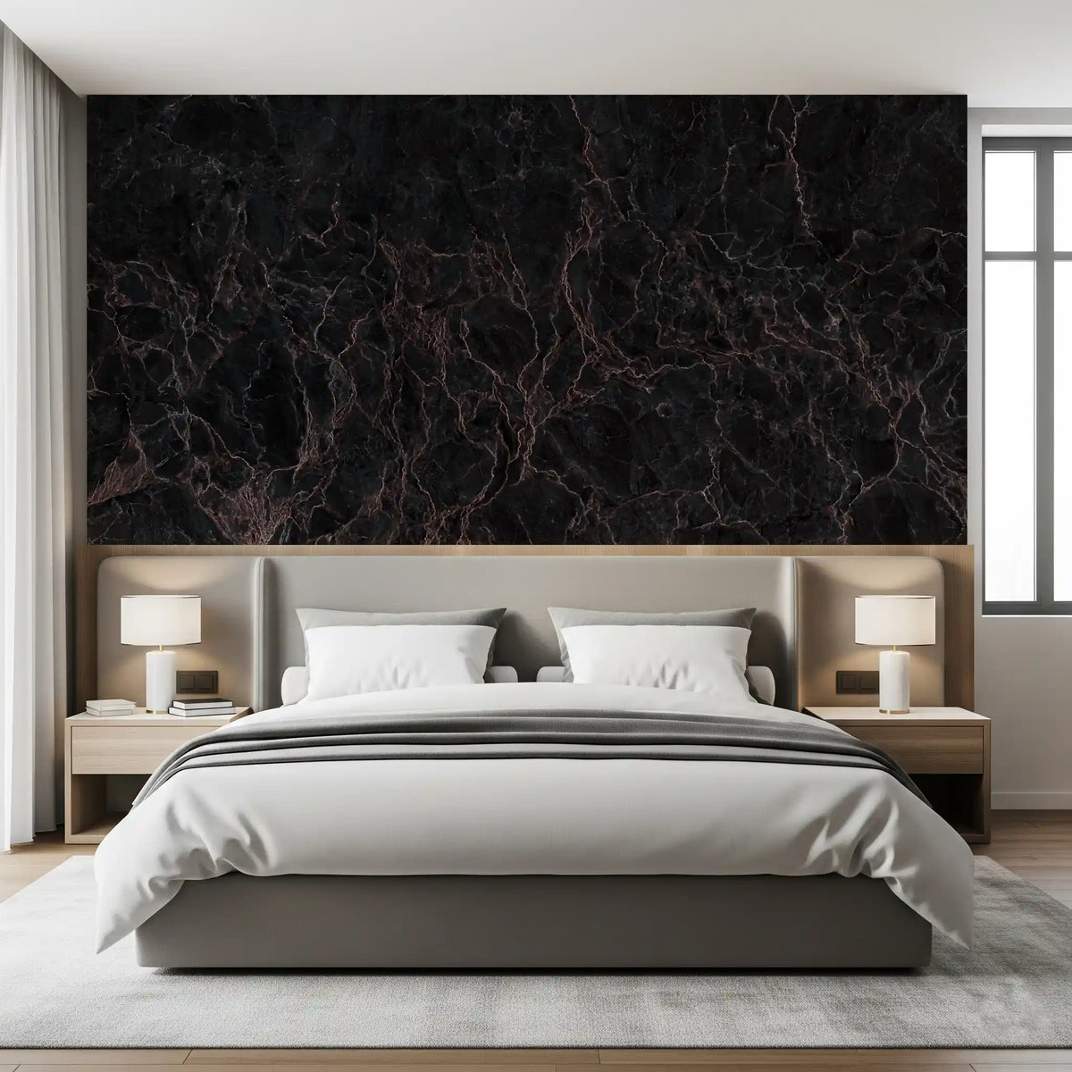 Midnight Rose Veined Marble Wall Mural