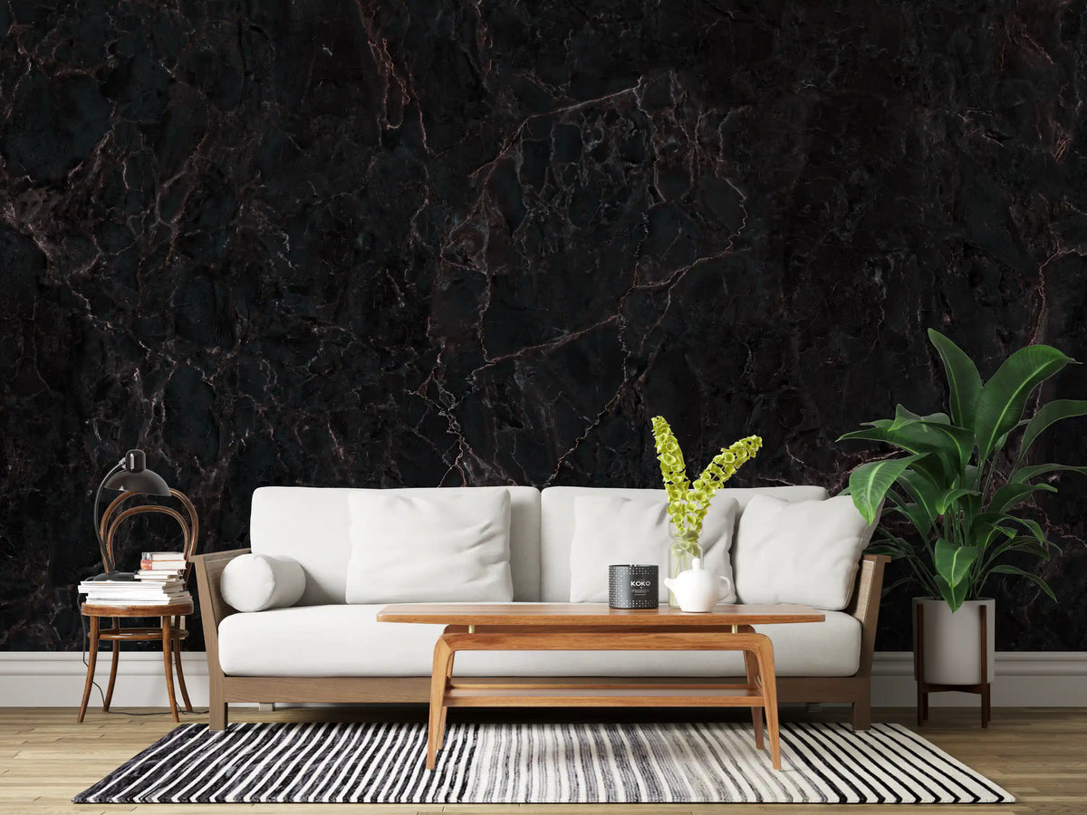 Midnight Noir Marble Slab Wall Mural