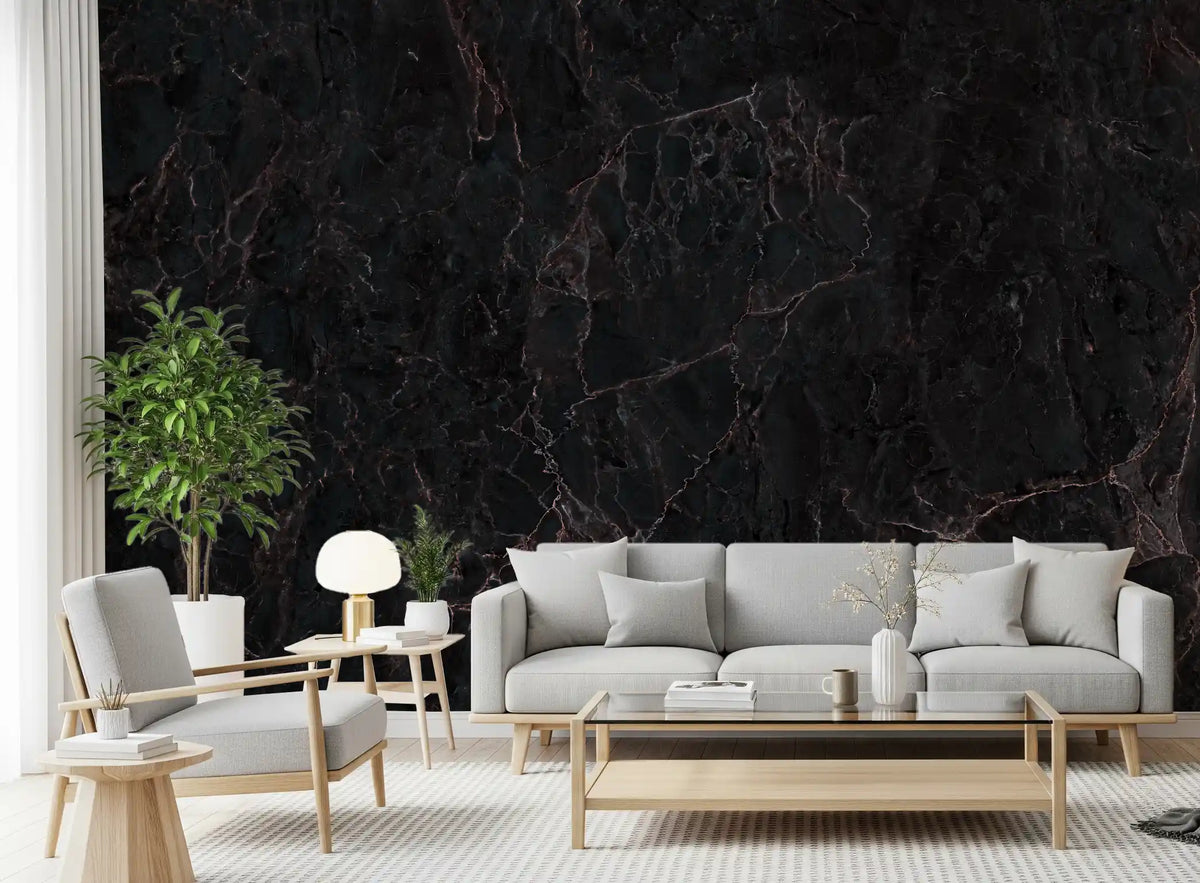 Midnight Noir Marble Slab Wall Mural