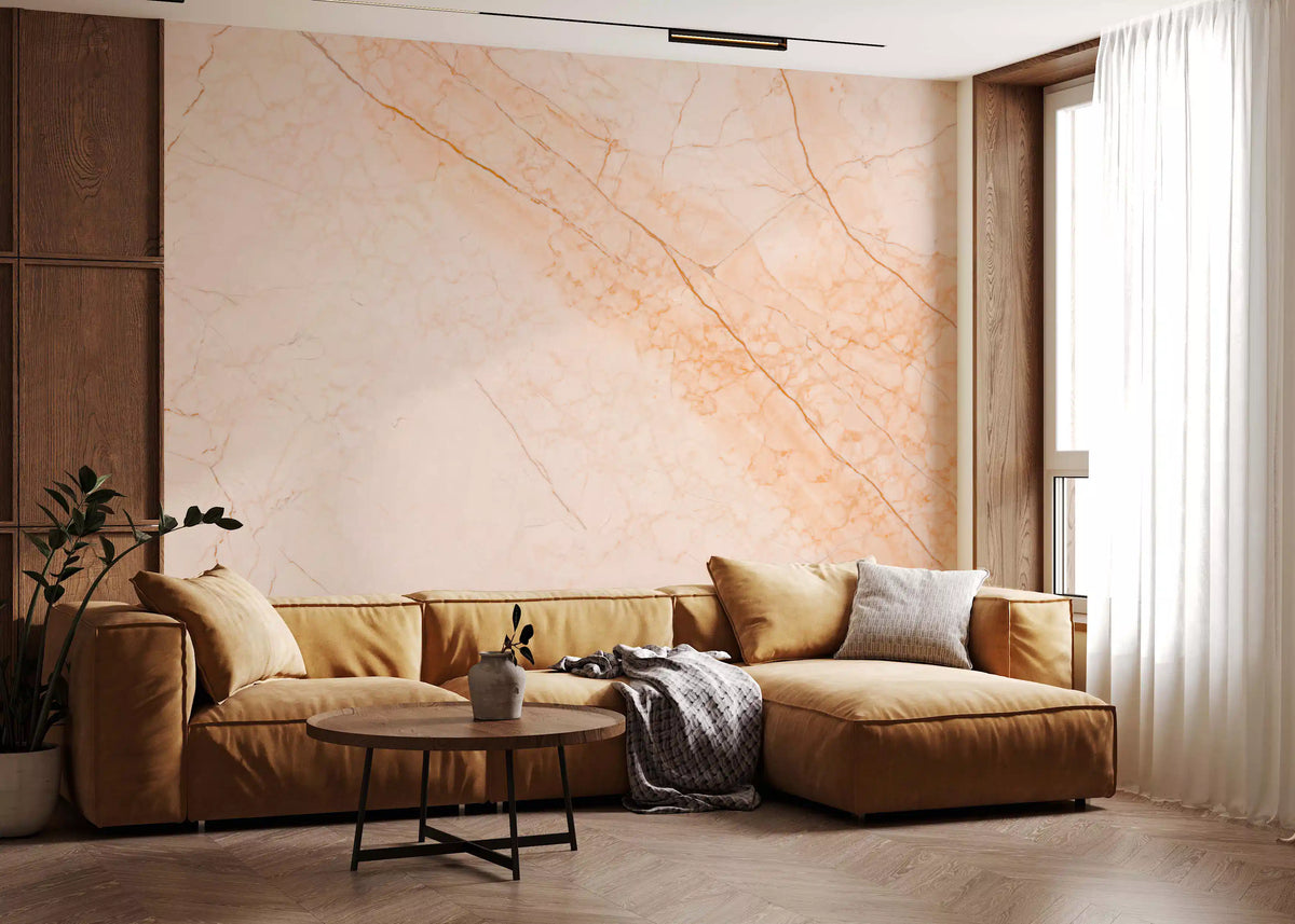 Soft Peach Marble Stone Wall Mural