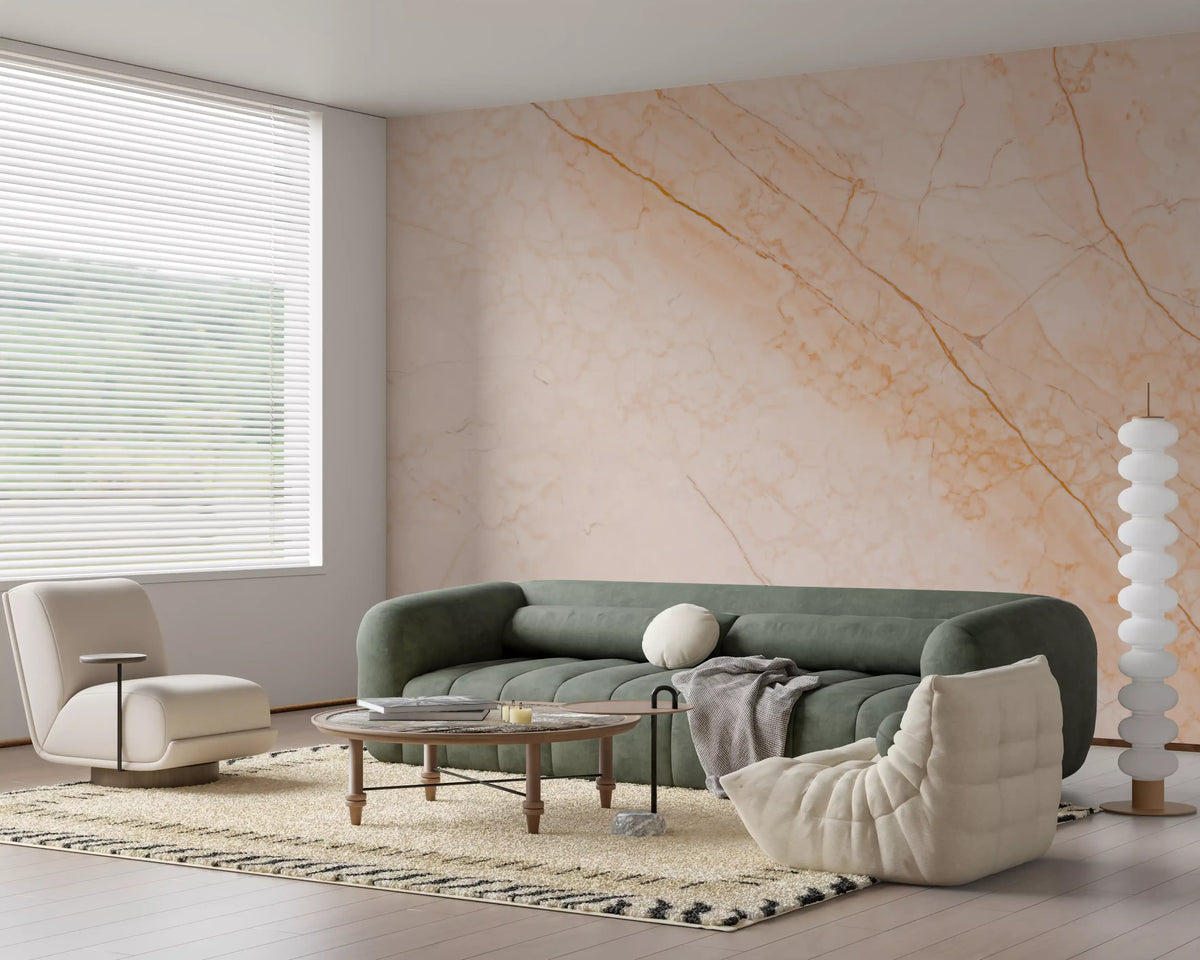 Soft Peach Marble Stone Wall Mural