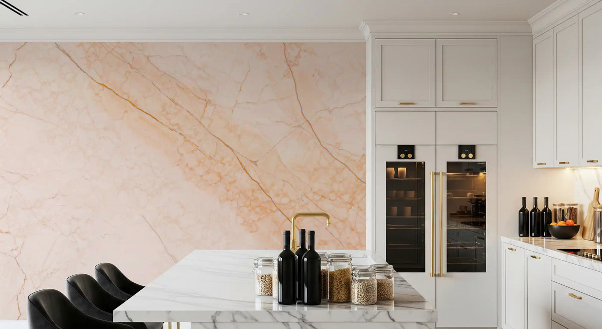 Soft Peach Marble Stone Wall Mural