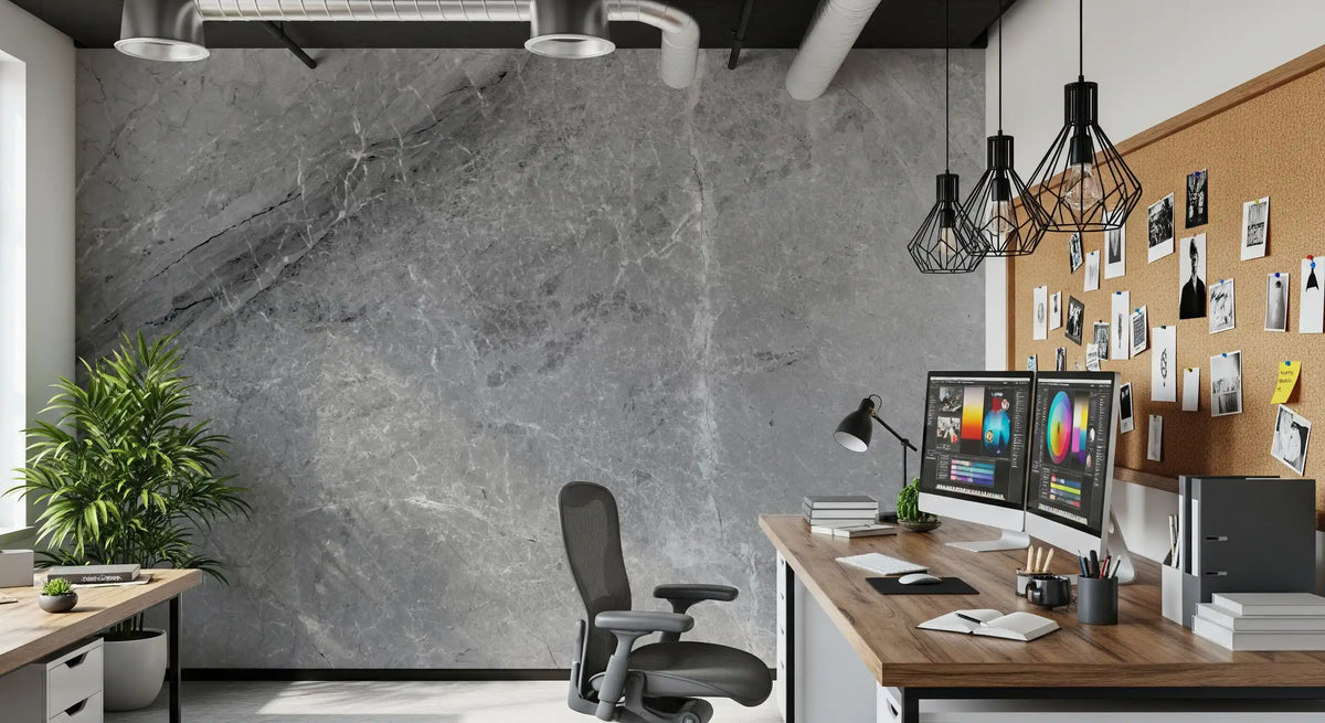 Monochromatic Grey Marble Slab Wall Mural