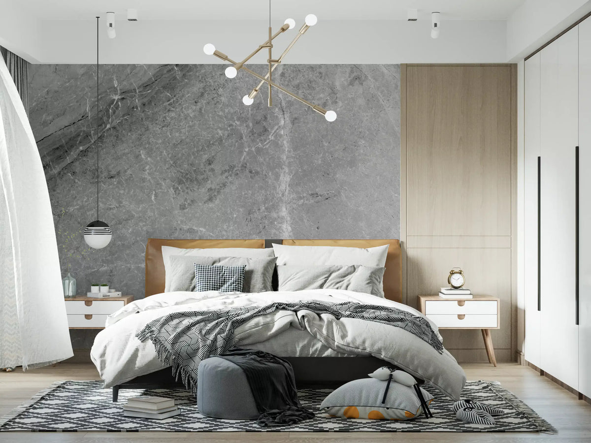 Monochromatic Grey Marble Slab Wall Mural