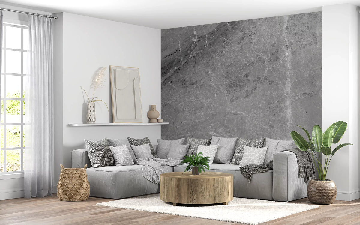 Monochromatic Grey Marble Slab Wall Mural