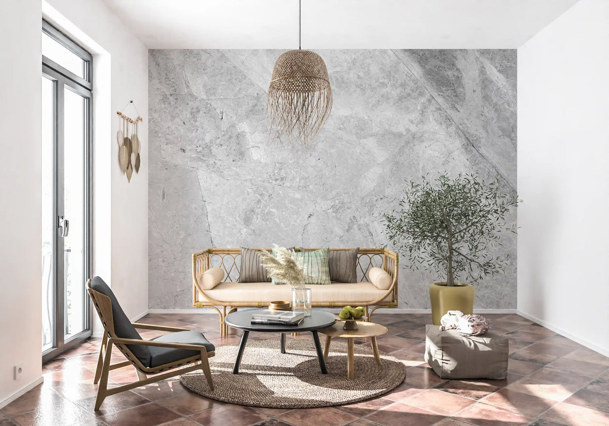 Cool Grey Marble Vein Slab Wall Mural