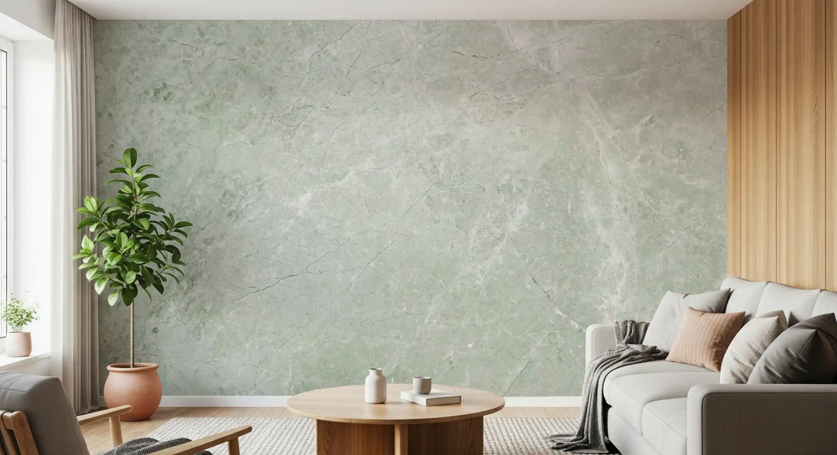 Serene Sage Marble Texture Wall Mural
