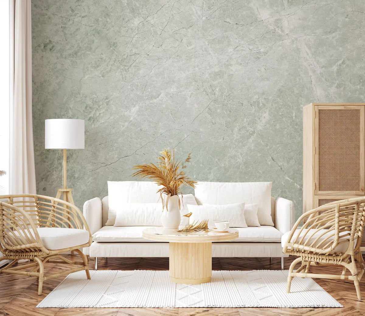 Serene Sage Marble Texture Wall Mural