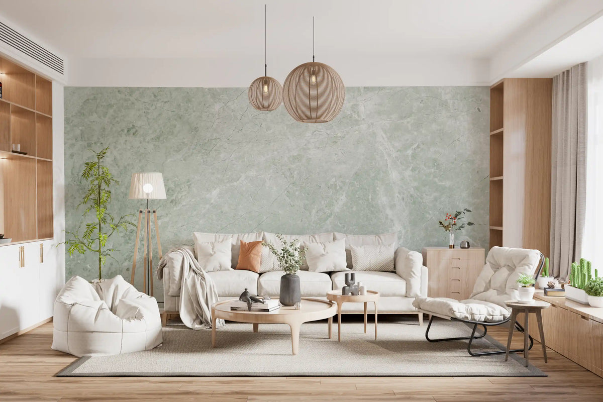 Serene Sage Marble Texture Wall Mural