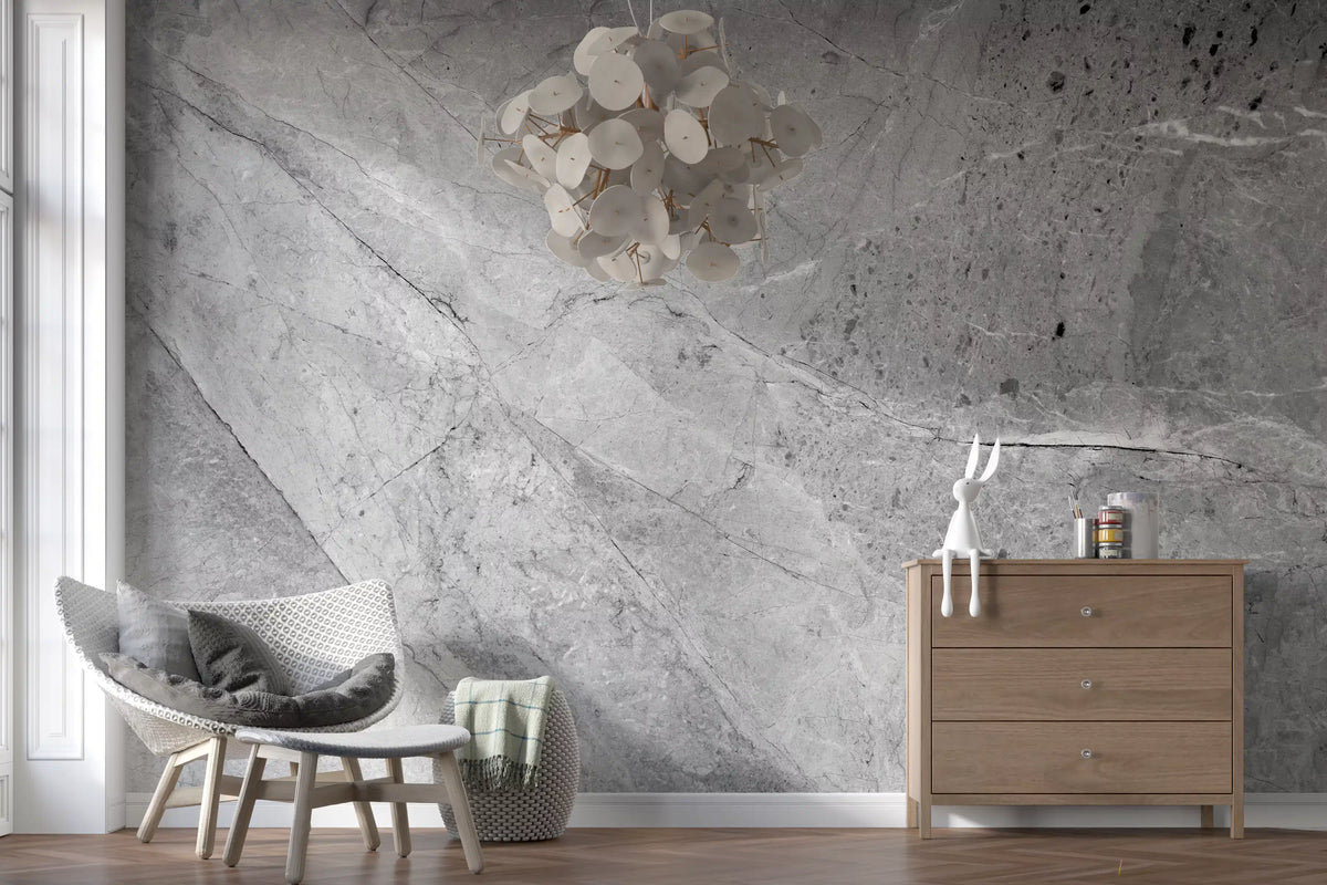 Minimalist Cool Grey Marble Slab Wall Mural