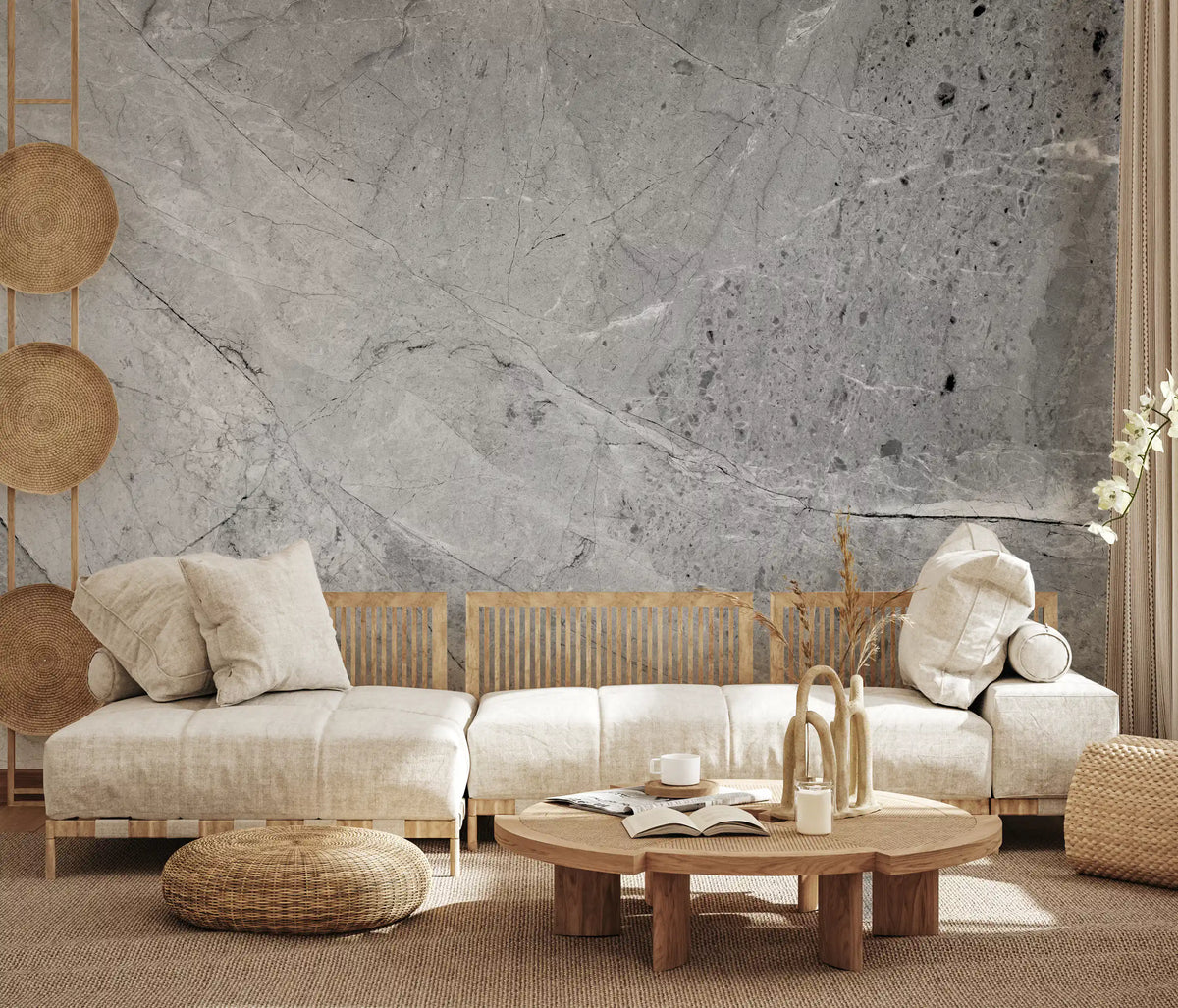 Minimalist Cool Grey Marble Slab Wall Mural