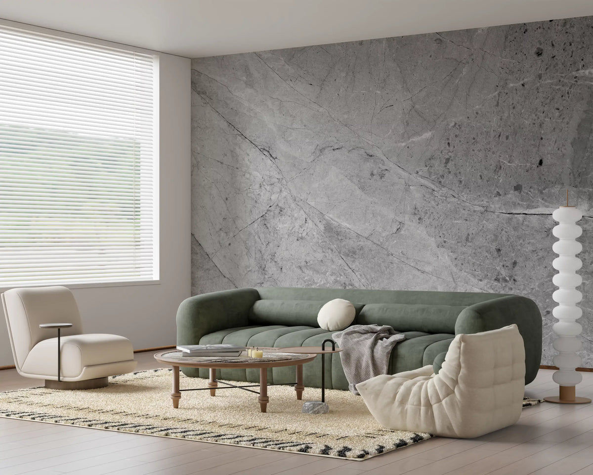 Minimalist Cool Grey Marble Slab Wall Mural