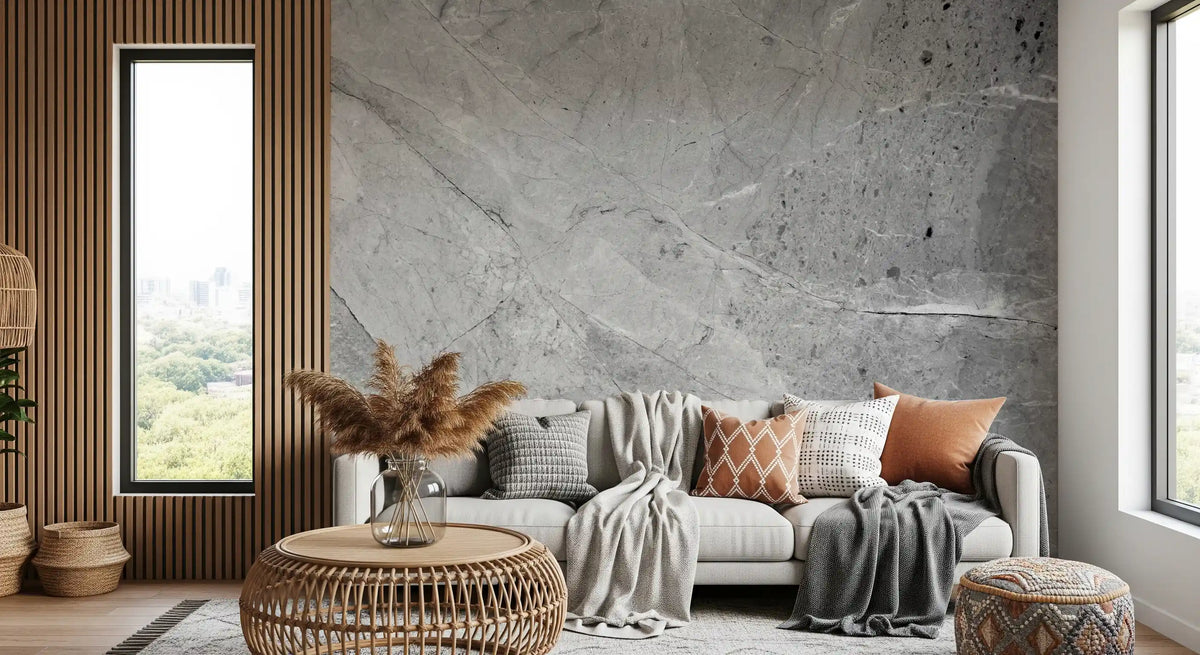 Minimalist Cool Grey Marble Slab Wall Mural