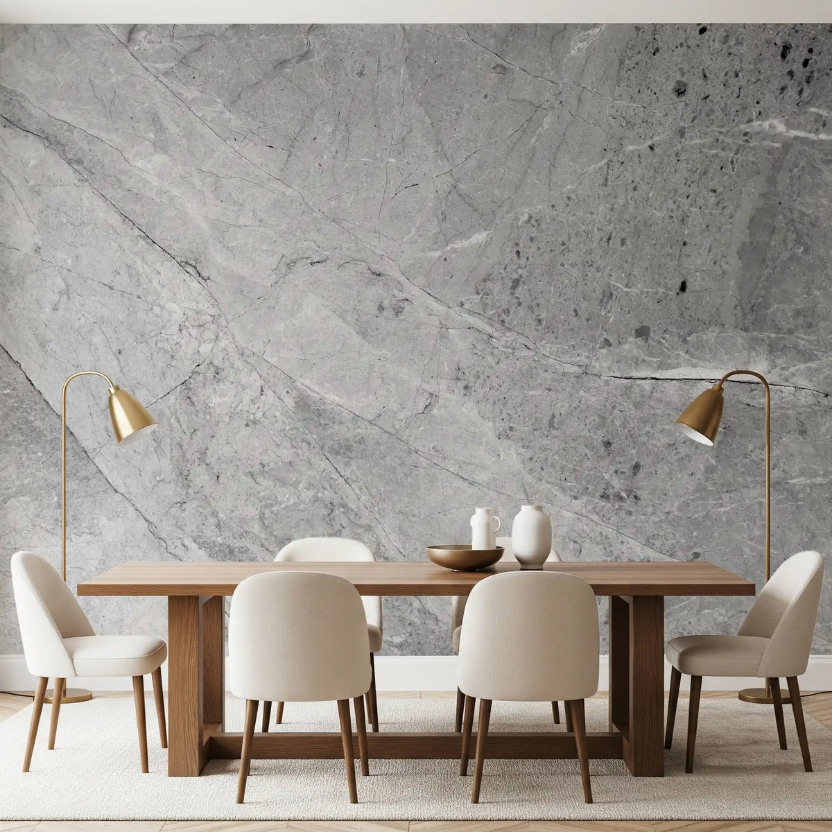 Minimalist Cool Grey Marble Slab Wall Mural