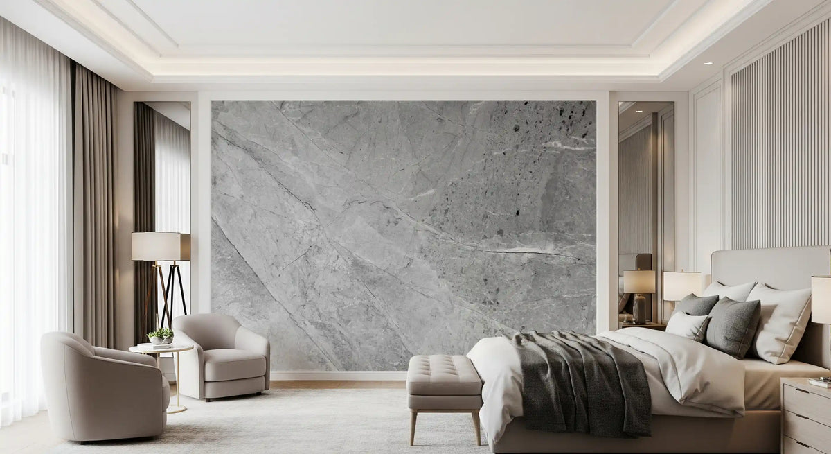Minimalist Cool Grey Marble Slab Wall Mural
