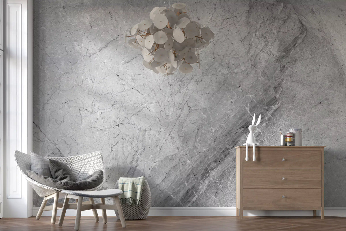 Minimalist Grey Marble Slab Wall Mural