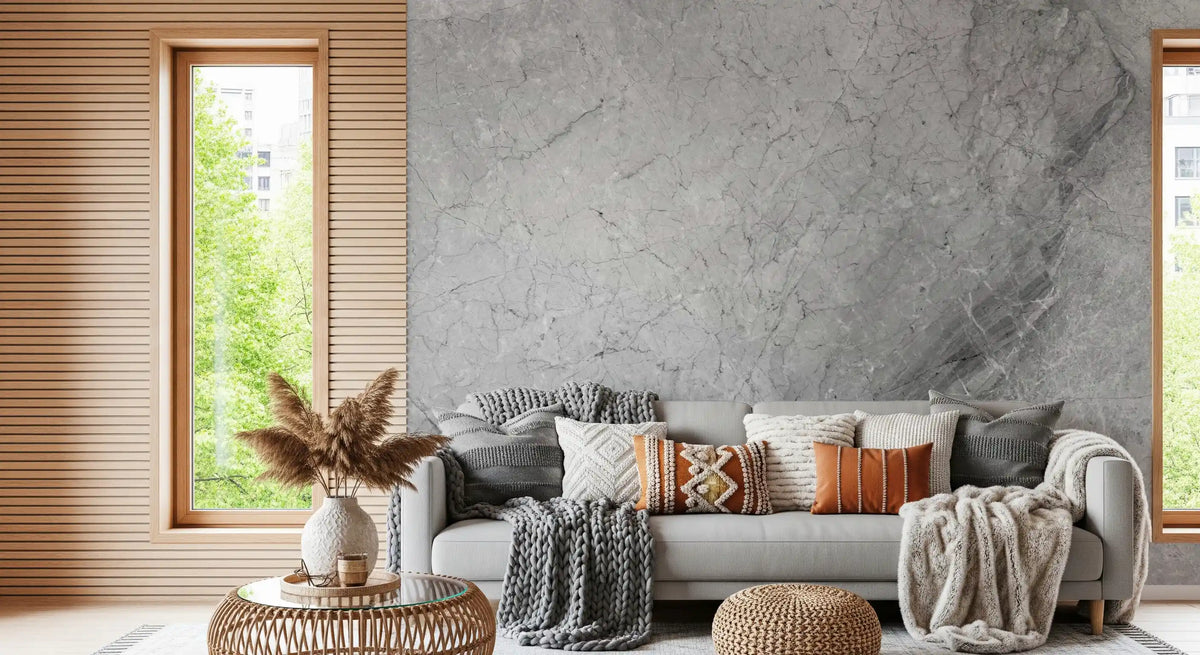 Minimalist Grey Marble Slab Wall Mural