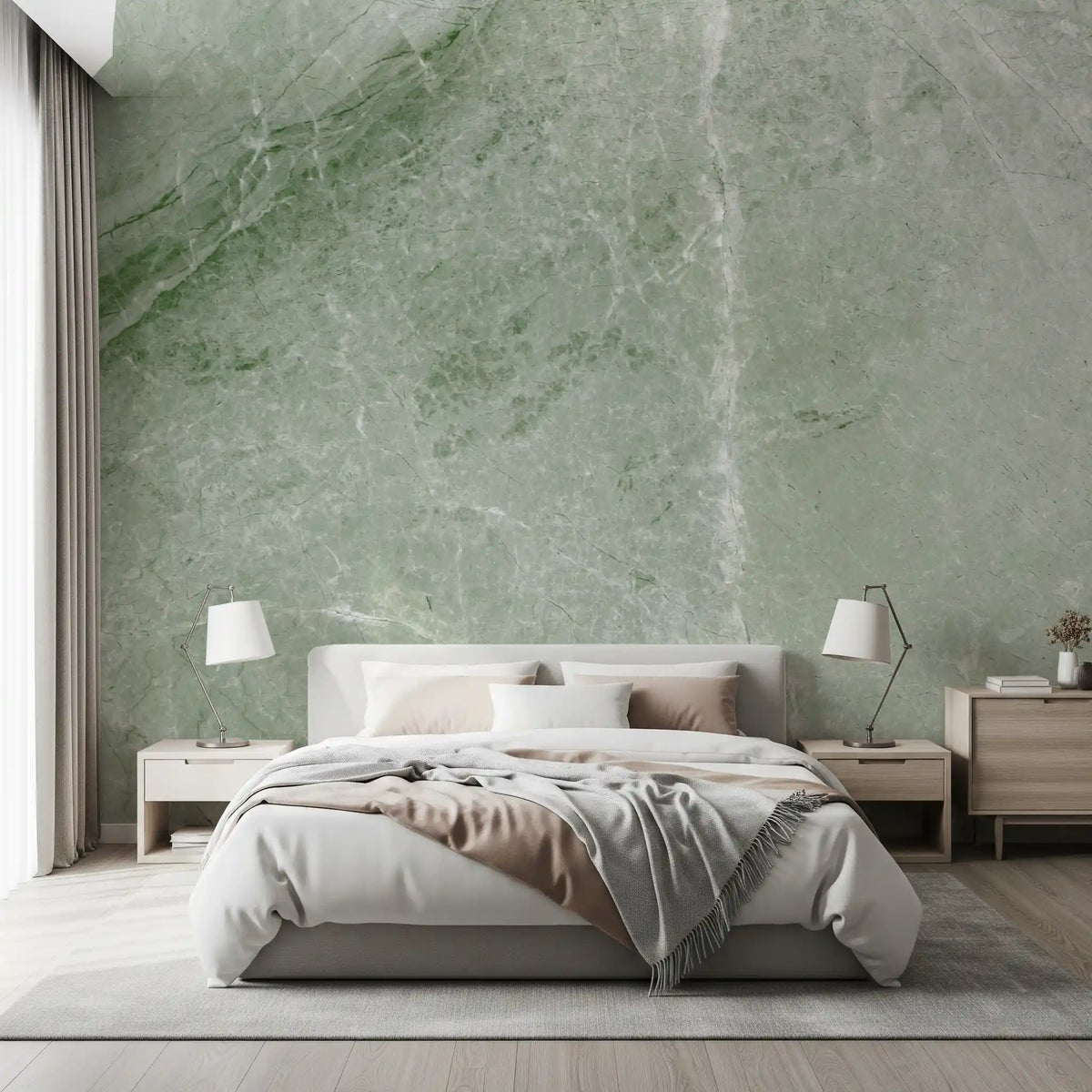 Sage Green Marble Vein Texture Wall Mural