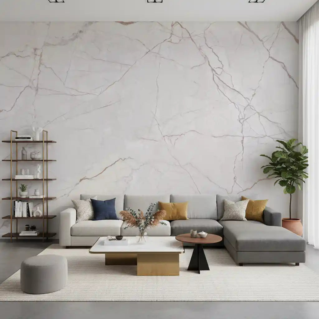Subtle Cream Marble Veining Wall Mural