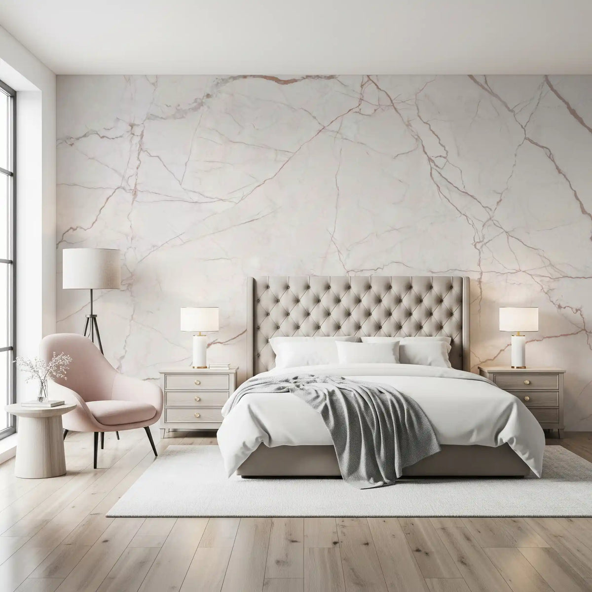 Subtle Cream Marble Veining Wall Mural