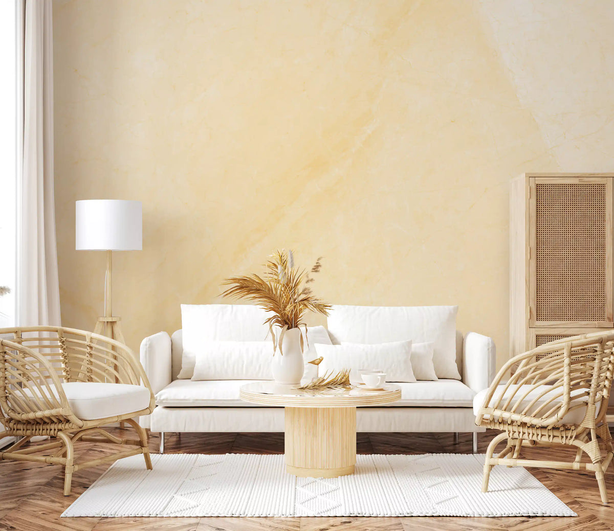 Sunlit Cream Marble Texture Wall Mural