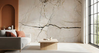 Cream and Charcoal Vein Marble Wall Mural