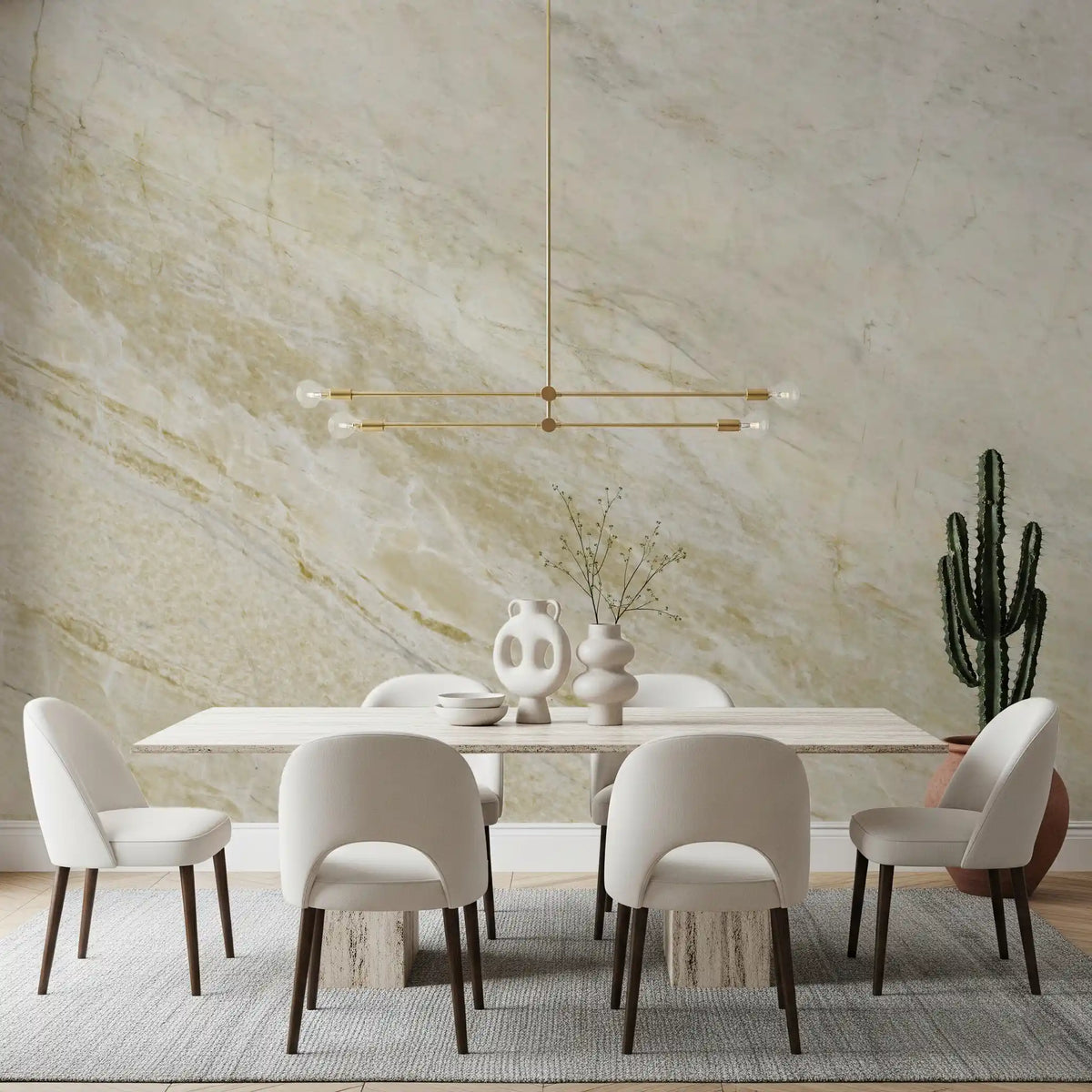 Cream and Sand Marble Vein Wall Mural