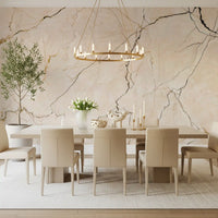 Cream and Charcoal Vein Stone Wall Mural