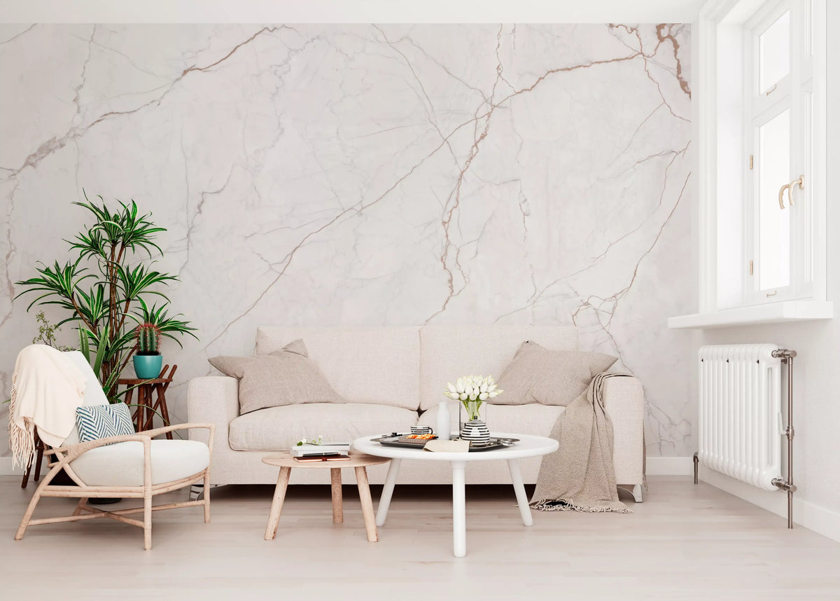 Subtle Rose Veined Marble Wall Mural