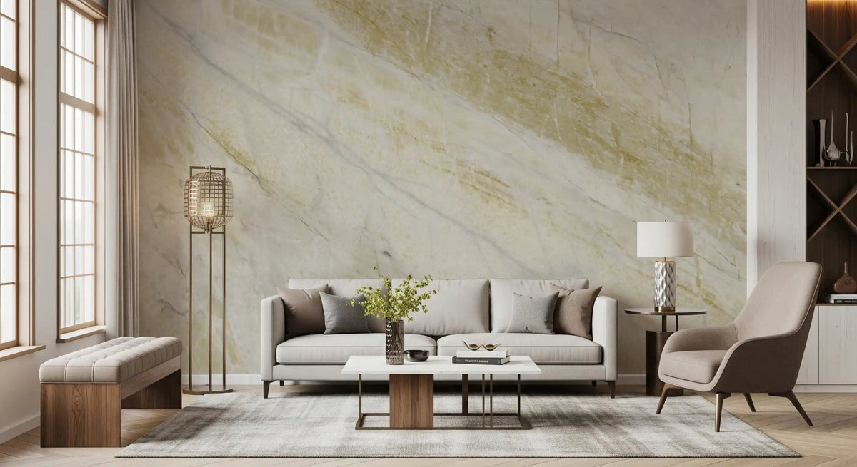 Golden Veined Calacatta Marble Wall Mural