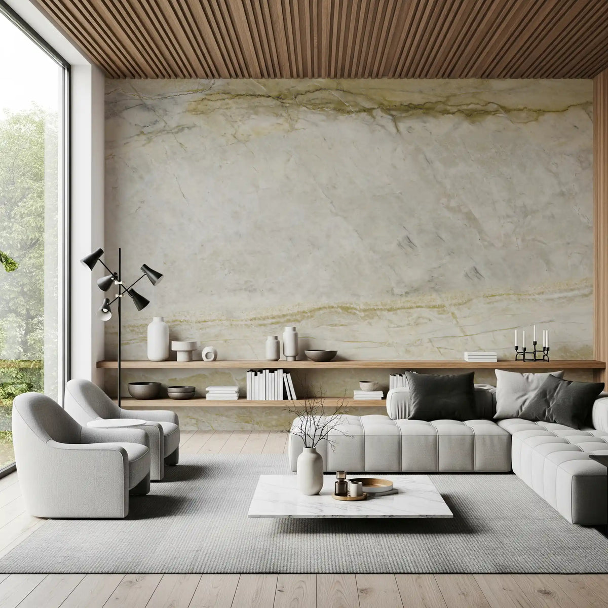 Golden Vein Marble Slab Wall Mural