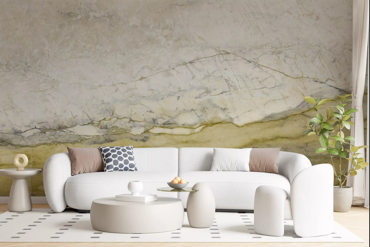 Golden Veined Cream Stone Wall Mural