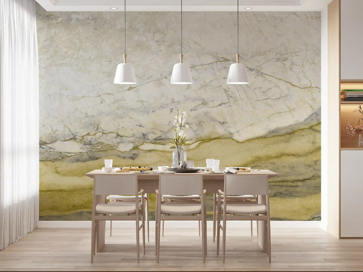 Golden Veined Cream Stone Wall Mural