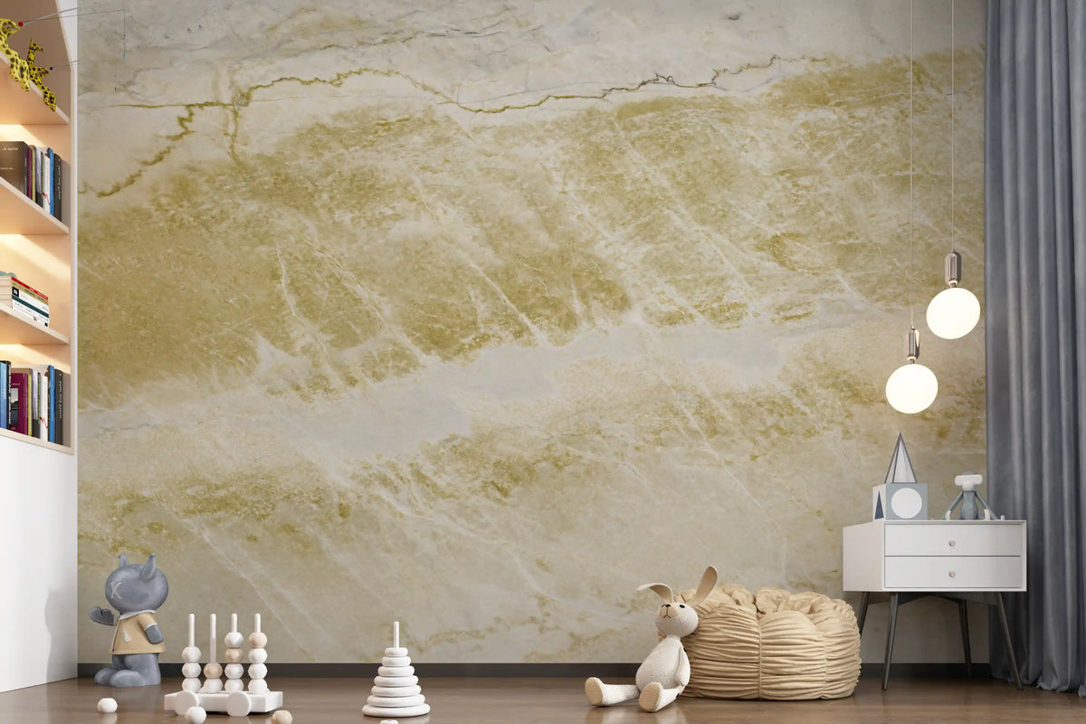 Golden Veined Stone Surface Wall Mural