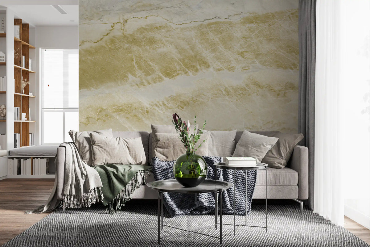 Golden Veined Stone Surface Wall Mural