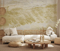 Golden Veined Stone Surface Wall Mural