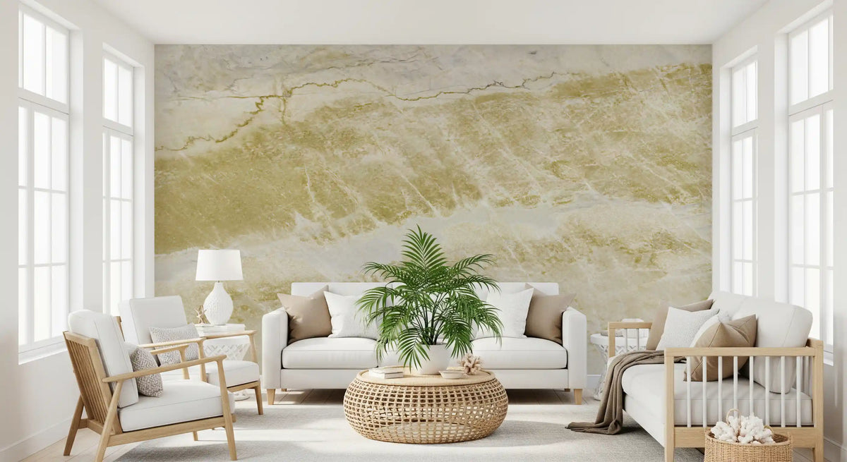 Golden Veined Stone Surface Wall Mural