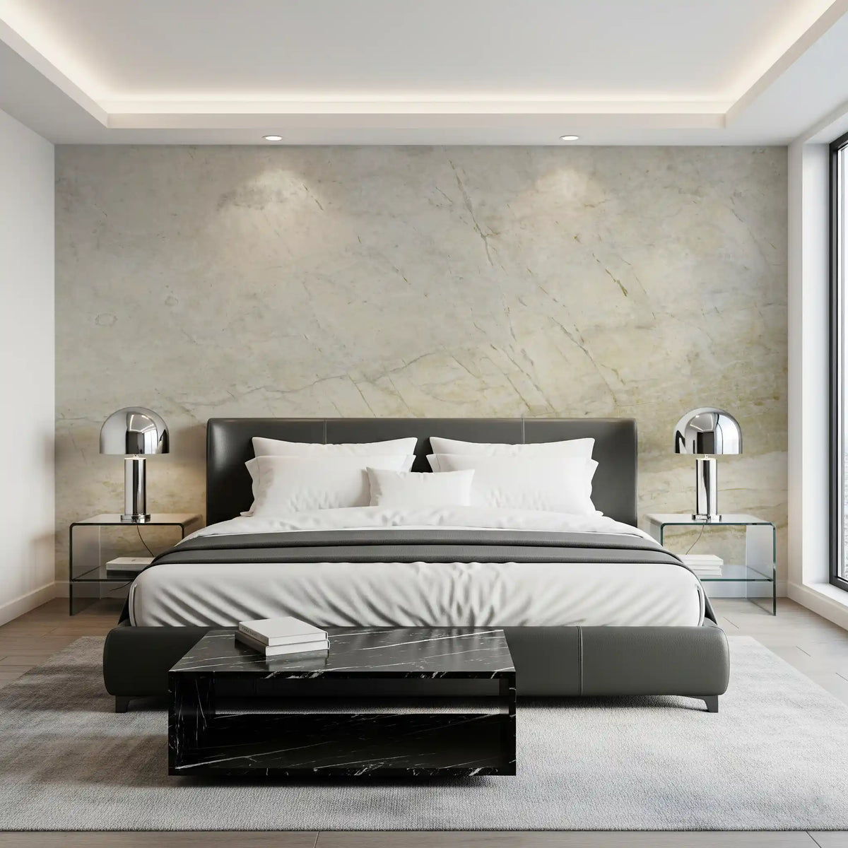 Cream Honed Stone Texture Wall Mural