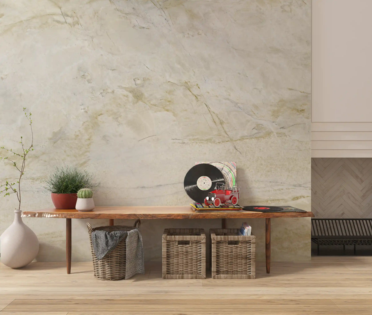 Cream and Gold Marble Vein Wall Mural