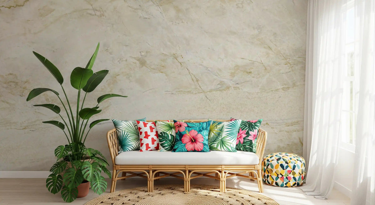 Cream and Gold Marble Vein Wall Mural