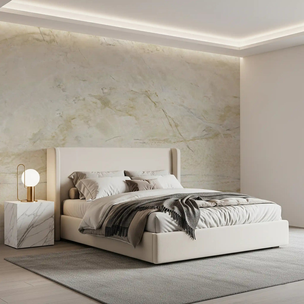 Cream and Gold Marble Vein Wall Mural