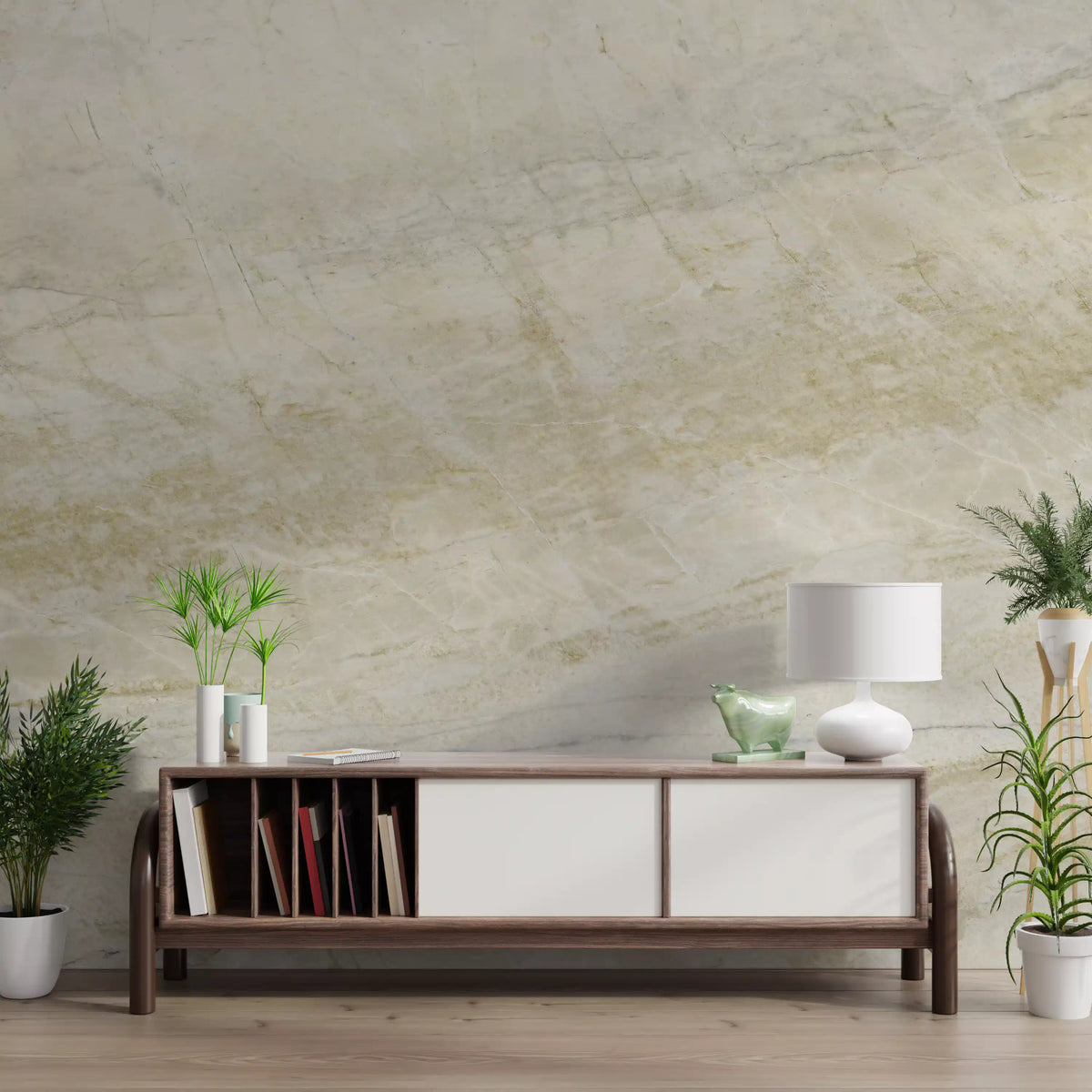 Serene Cream Marble Stone Texture Wall Mural