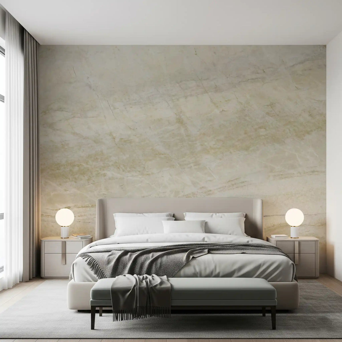 Serene Cream Marble Stone Texture Wall Mural